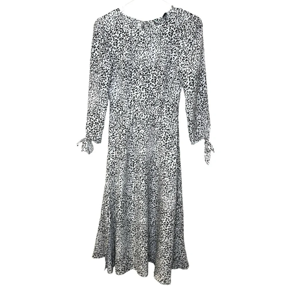 Princess Polly Midi Dress Leopard Ditzy Animal Print Back Cut Out Dress - Size 0